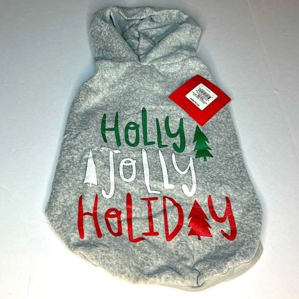 Wondershop Grey Christmas “Holly, Jolly, Holiday” Dog/Cat Pet Hooded PJs NEW!